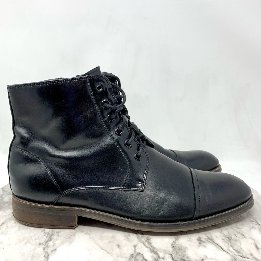 Kenneth Cole Reaction Direct Route Black Leather Lace-Up Boots 7.5 Mens Classic - Picture 2 of 15